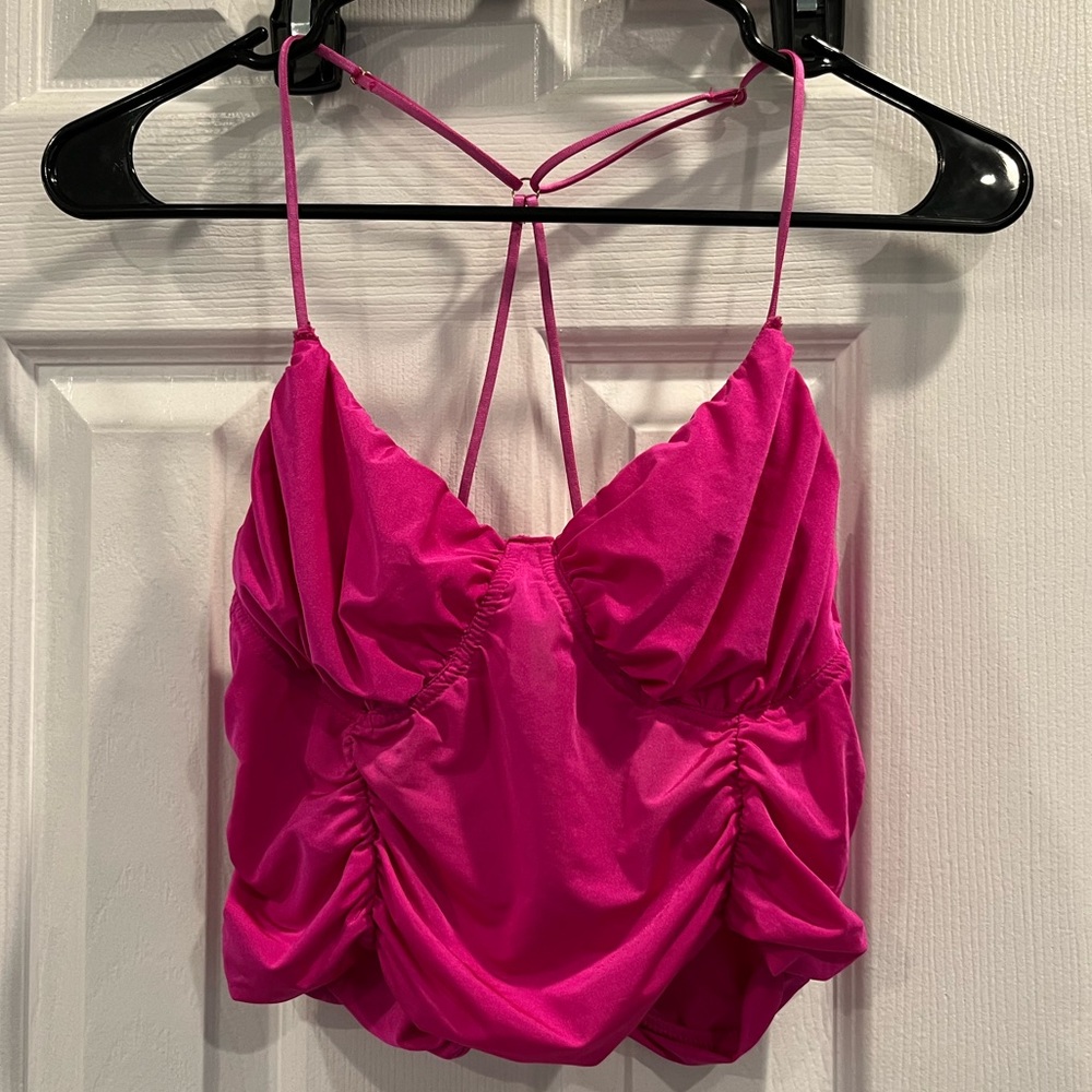 neon UO mesh bustier crop top